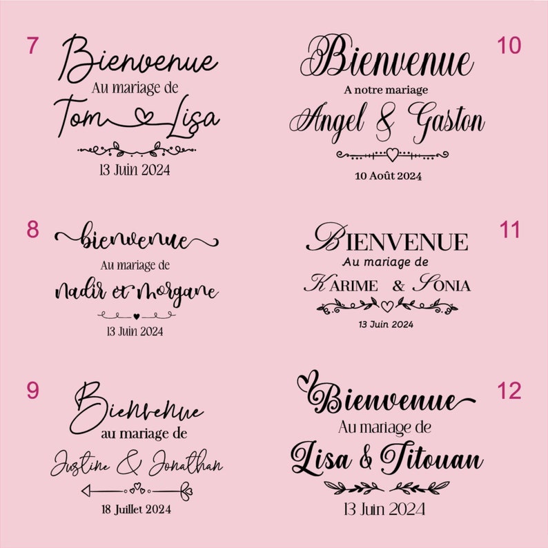 Stickers Bienvenue pour Panneau de Mariage, Stickers Uniques pour Panneau de Bienvenue, Stickers Panneau de Bienvenue Autocollant Mariage image 4