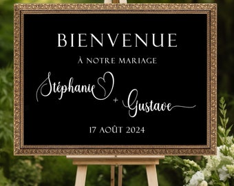 Autocollant Personnalisé Panneau Bienvenue, Stickers Mariage Panneau Bienvenue, Stickers Mariage, Accessoires Personnalisés Mariage