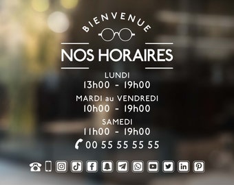 Adhesivo de vinilo con horario de óptica para tienda o cualquier otro negocio - Adhesivo para escaparate