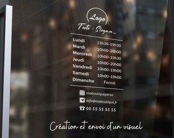 Pegatinas de horario de tienda, calcomanías para ventanas: horarios de apertura para escaparates, boutiques o cualquier otro negocio