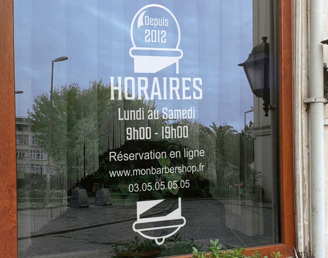 Barber Shop Hourly Stickers, Personalized Stickers for Store Window