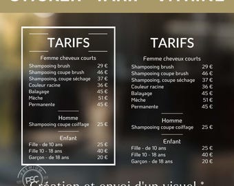 Pegatinas de Precios para Ventanas, Vinilo Adhesivo para Ventanas "Precios y Servicios" para escaparates, boutiques o cualquier otro negocio.