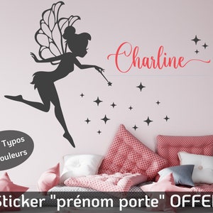 Sticker Prénom avec décor étoiles - Décoration de porte chambre enfant