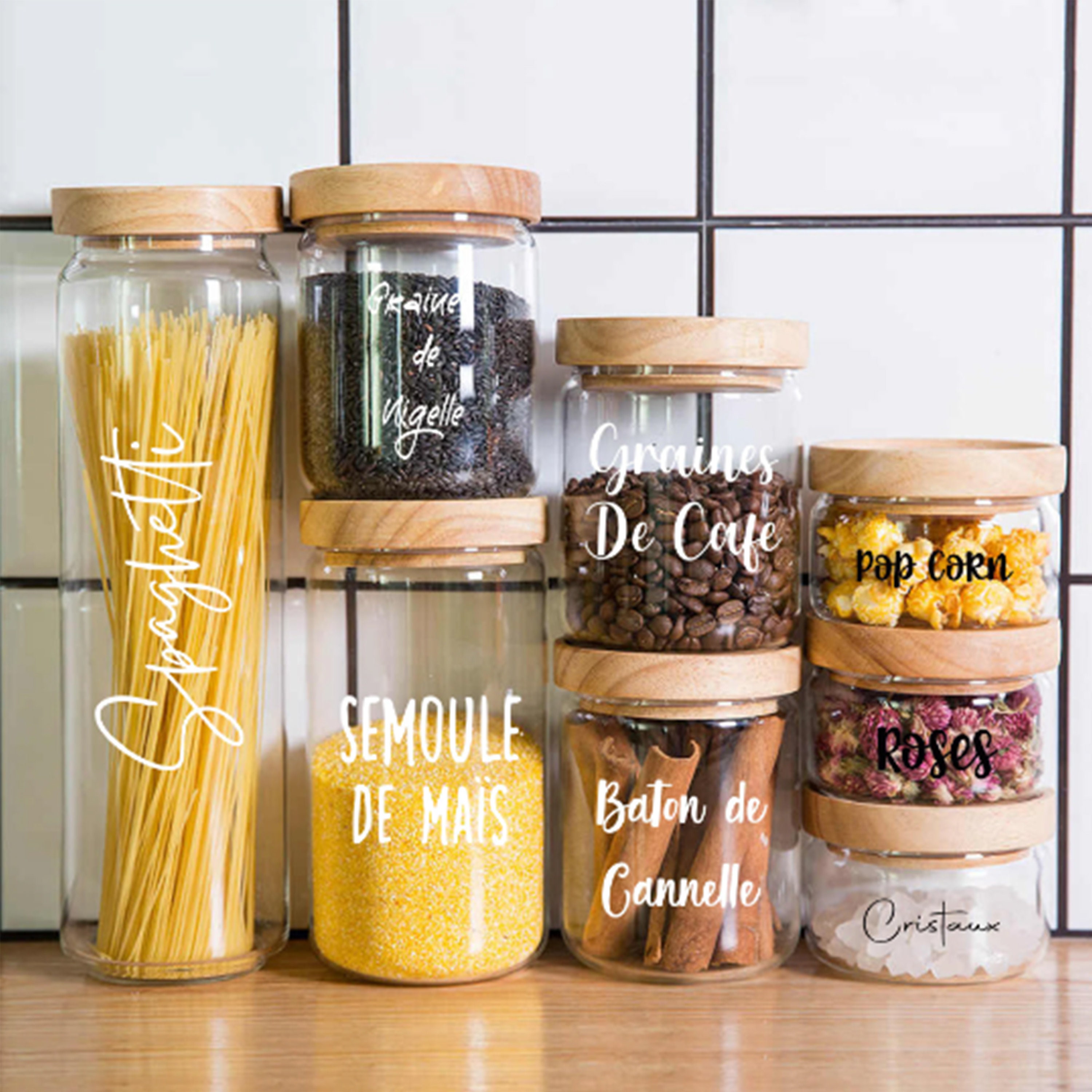 Étiquettes de Garde-Manger et Pots d'épices Personnalisées , Étiquettes en Vinyle Permanentes Imperm