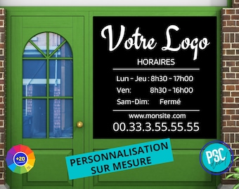 Stickers Horaires Magasin, Adhésif pour Vitrine de Magasin, Boutique, Restaurant, Coiffure, Snack et autre Commerce | Décoration Noël