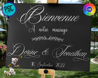 Sticker Bienvenue pour Panneau de Mariage  - Adhésif personnalisable - Stickers Bienvenue - Sticker Mariage - Lettrage Vinyle Adhésif