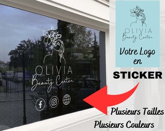 Sticker Logo Entreprise pour Vitrine, Logo Vitrine, Adhésif pour Devanture de Magasin, Boutique, Restaurant, Coiffure, et autre Commerce