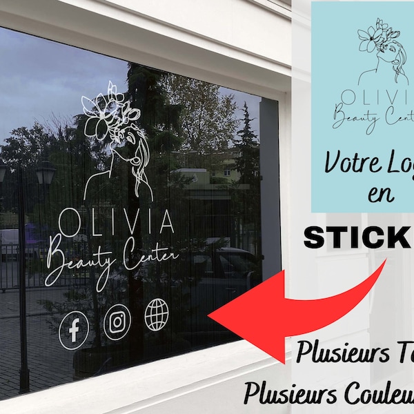 Sticker Logo Entreprise pour Vitrine, Logo Vitrine, Adhésif pour Devanture de Magasin, Boutique, Restaurant, Coiffure, et autre Commerce