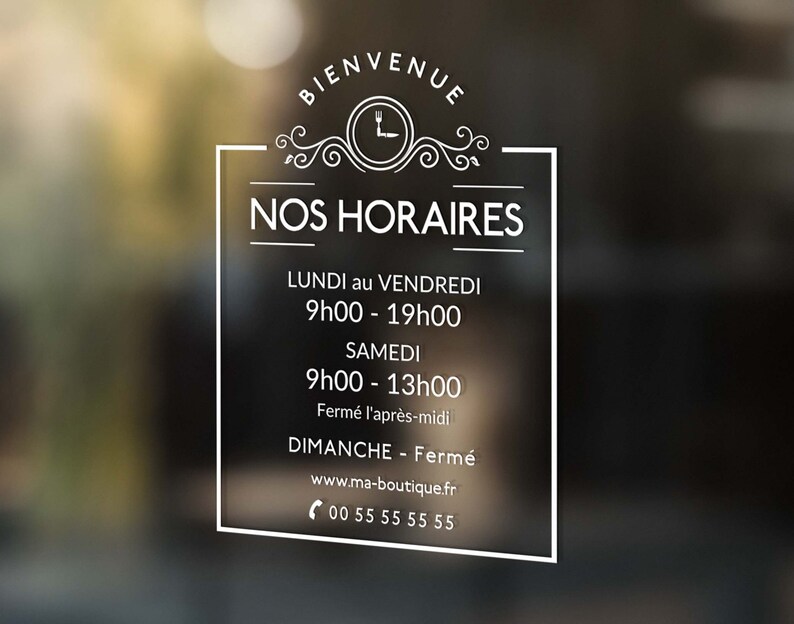 Stickers Horaires Ouverture Restaurant, Stickers, Adhésif Vinyle Horaires d'ouverture pour Entreprise ou tout autre commerce Déco Noël image 4