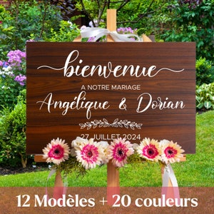 Stickers Panneau de Mariage -  Personnalisable - Baptême - Stickers Bienvenue - Lettrage Vinyle Adhésif - Texte Autocollant Personnalisé