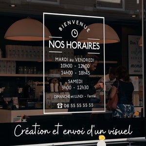 Stickers, Adhésif Vinyle Vitrophanie Horaires d'ouverture Business Opening Hours pour vitrine magasin, boutique ou tout autre commerce image 3