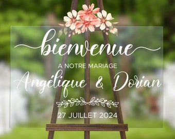 Sticker Panneau d'Accueil de Bienvenue au Mariage - Stickers Bienvenue Mariage - Stickers Panneau Bienvenue Baptême - Stickers Personnalisés