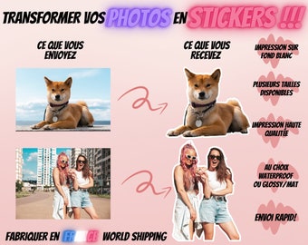 Sticker Autocollant photo personnalisé, Stickers Photos Personnalisés, Autocollant Ordinateur, Autocollant Personnalisé Animaux, Idée Noël