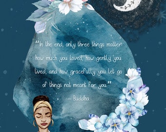 Give Yourself Grace 5x7 Printable Print and Card, Digital, Meditation and Yoga Inspired, Buddha Quote