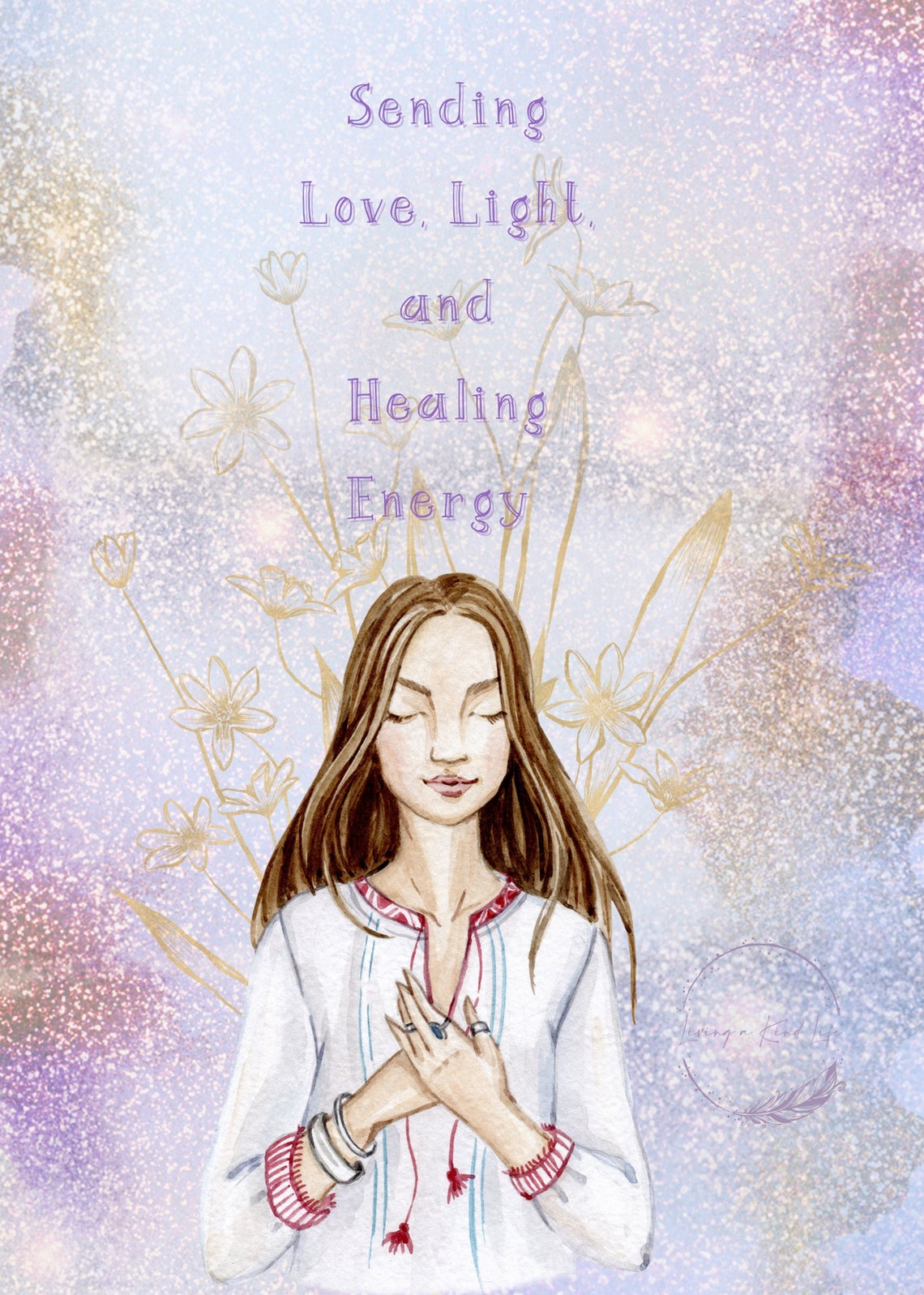 Sending Love, Light, and Healing Energy Card and Print Etsy