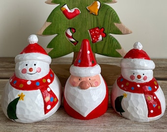 Wooden Snowman and Santa | Holiday Display | Waldorf Play | Gift | Montessori | Wooden Toys| Kids