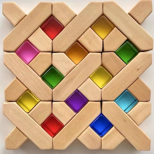 Wooden X-Blocks | Acrylic Lucent Rainbow cubes | Open ended play | Montessori | Playroom | Kids | Toys | Waldorf | Imaginary