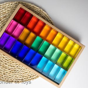 Rainbow Translucent Acrylic Cuboid Blocks | Upgraded Version | Rectangular Prism | Lucent | Montessori | Pretend Play | Toddler | Waldorf