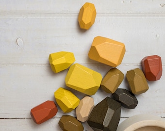 Earthy Toned Wooden Stacking Stones | Montessori Balancing Toy