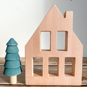 Windowed Wooden Houses in 8 Styles | Waldorf | Montessori | Rainbow Acrylic Compatible | Imaginative Play |Mansion |Skyscraper |Barn house