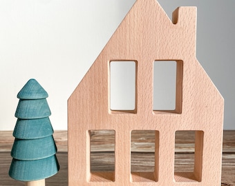 Windowed Wooden Houses in 8 Styles | Waldorf | Montessori | Rainbow Acrylic Compatible | Imaginative Play |Mansion |Skyscraper |Barn house
