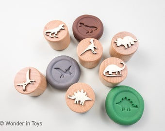 Dinosaurier Holzstempel Set | Montessori Knete-Werkzeuge
