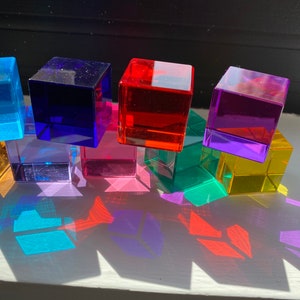 Lucent Rainbow Acrylic Cubes Upgraded Version Gem Cubes Light Cubes Montessori Playroom Toddler Kids Waldorf Play image 4