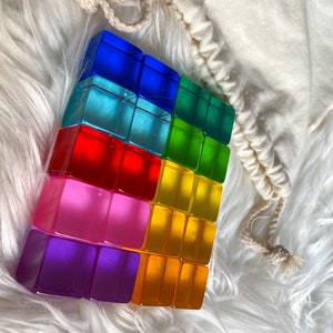 Lucent Rainbow Acrylic Cubes Upgraded Version Gem Cubes Light Cubes Montessori Playroom Toddler Kids Waldorf Play 20pcs Original Cubes