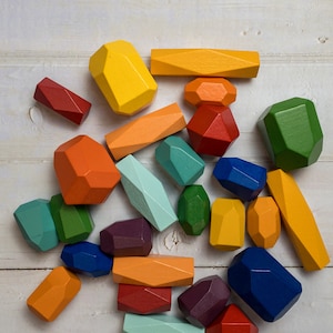 Rainbow Montessori Stacking Stones Toy | Creative Educational Wooden Blocks | Toddler | Kids | Colour Recognition| Play | Waldorf | Sensory