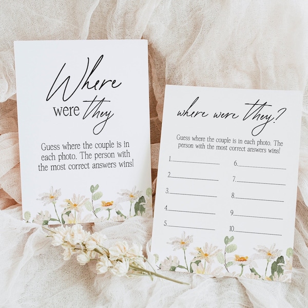 DAISY Where Were They Bridal Shower Game Printable Bridal Game Floral Where Were They Bridal Shower Game Floral Bridal Game