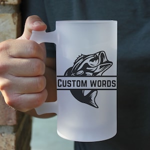 Custom frosted Beer mug, Custom glass beer mug photo and text, Personalized Beer mug, Nature mug, Fishing Mug, Hunting Mug, Wildlife Mug