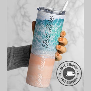 Personalized Tumbler with straw, Custom business tumbler with straw, photo tumbler, personalized Text Tumbler, Custom tumbler