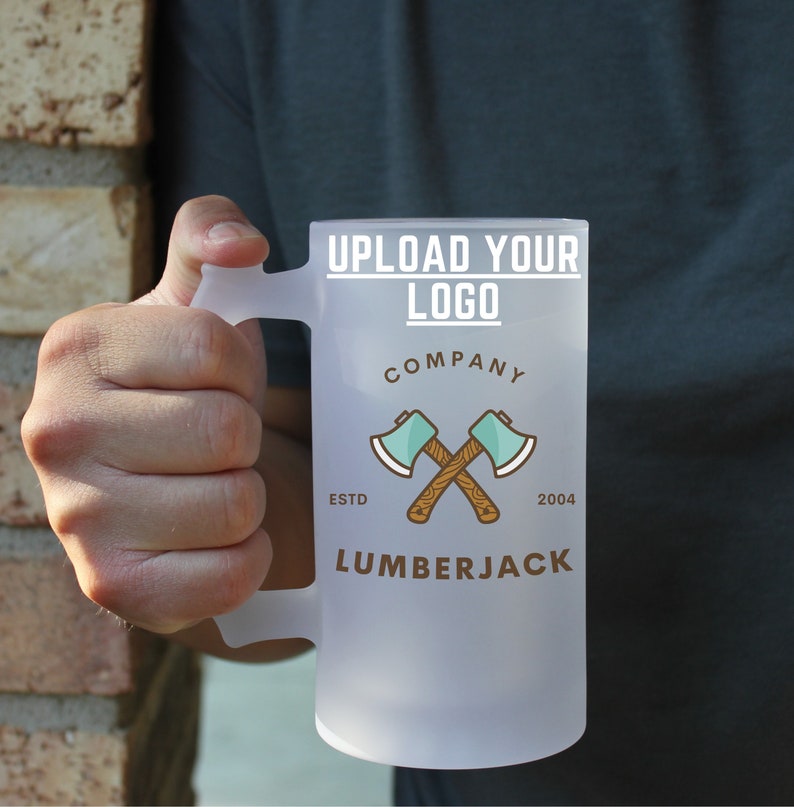 Personalized Beer Mug Custom Business Mug Personalized Logo Etsy