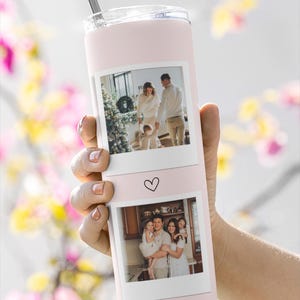 Photo Tumbler, Personalized picture tumbler with straw, Custom Tumbler, Polaroid Photo Tumbler, Valentine&#39;s Day Tumbler, Cute Gift Tumbler