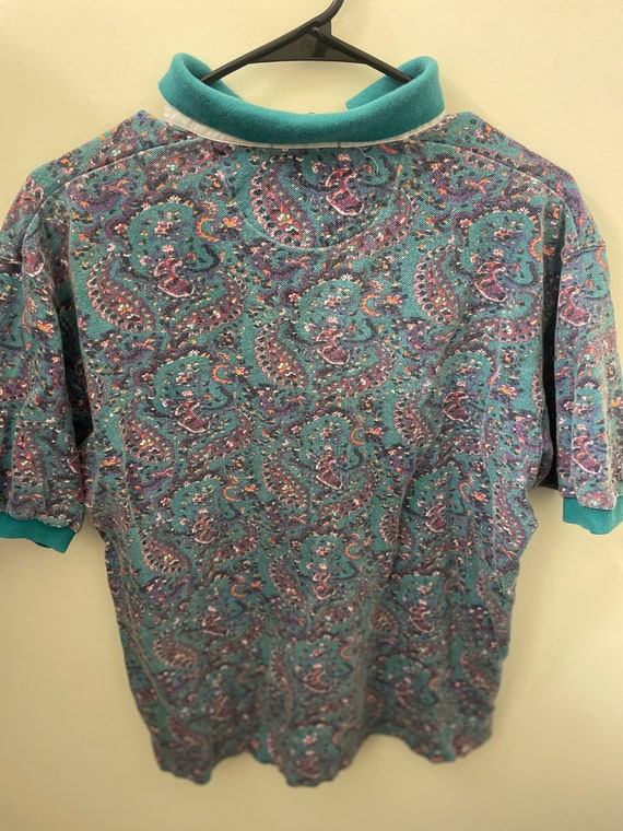 Vibrant patterned collar shirt size M - image 3