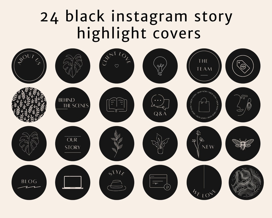 Black Instagram Highlight Covers Minimalist Highlight Icons - Etsy