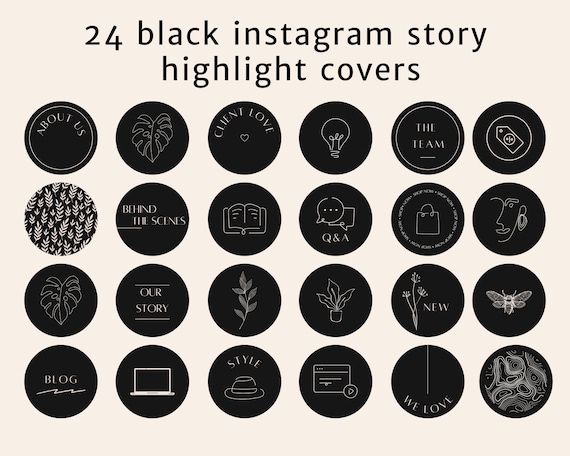 Black Instagram Highlight Covers Minimalist Highlight Icons | Etsy