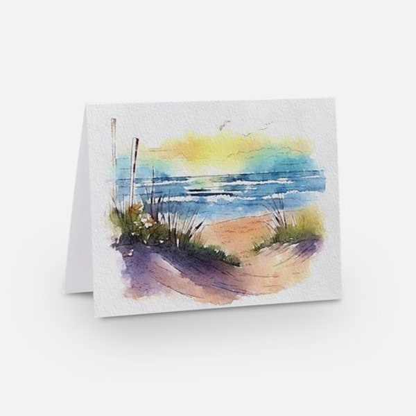 Seascape, Any Occasion, Original Watercolour - Blank Greetings Card Hand Painted.