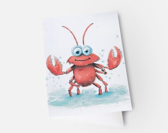 Vous êtes mon homard, mes âmes sœurs, mon meilleur ami, tous les deux, carte de voeux vierge peinte à la main.