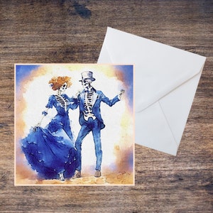 Blanko Grußkarte - Hochzeit, Jahrestag, handgemalt. Halloween, Feier, Jeder Anlass, Aquarell - "Till Death do us Part"