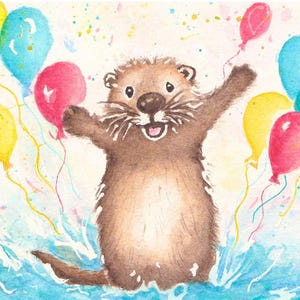 Blanko Grußkarte - Otterly Fabelhaftes Fest, Jeder Anlass, Aquarell, Handbemalt für meinen großen Bruder Anpassbar