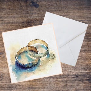 Cartão de felicitações em branco - Casamento, aniversário, eu te amo, celebração, qualquer ocasião, aquarela