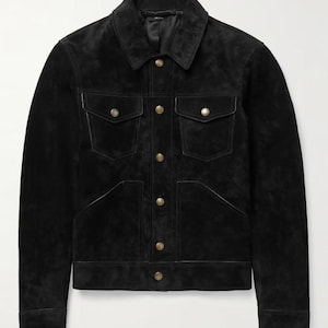 Men’s Classic Black Suede Leather Jacket – Handmade Slim Fit Outerwear | Premium Quality Stylish Coat | Gift for Him