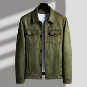 Veste en daim des années 70 faite main : vêtements d&#39;extérieur de style rétro pour hommes