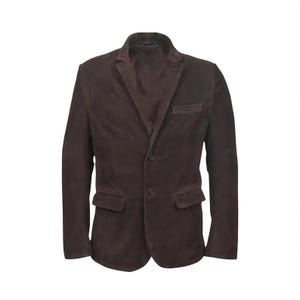 Handmade Brown Suede Sheepskin Blazer: Custom Fit Leather Jacket