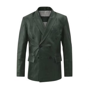 Men&#39;s Green Lambskin Leather Blazer – Genuine Leather Smart Casual Coat | Celebrity Style | Gift for Him | Anniversary Present