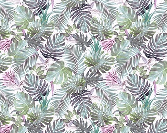 Palm Leaves Fabric from Fibre Naturelle, Curtain Fabric, Craft Fabric, Upholstery Fabric, Cotton Fabric, Green Fabric, Panama fabric