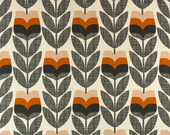 Orla Kiely Rosebud Orange, Curtain Fabric, Craft Fabric, Upholstery Fabric, Cotton Fabric, Orange Fabric