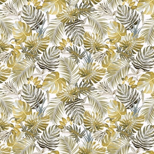 Palm Leaves Fabric from Fibre Naturelle, Curtain Fabric, Craft Fabric, Upholstery Fabric, Cotton Fabric, Green Fabric, Panama fabric