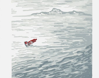 Bad Bouy - Reduction Linocut Print (Four Color)